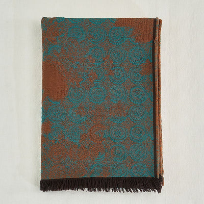 Coperta in cotone vintage con motivo a pizzo tinto in filo