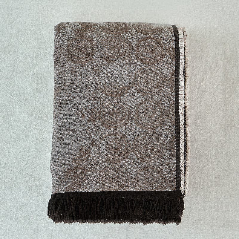 Coperta in cotone vintage con motivo a pizzo tinto in filo