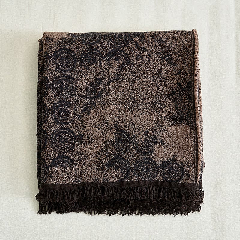 Coperta in cotone vintage con motivo a pizzo tinto in filo