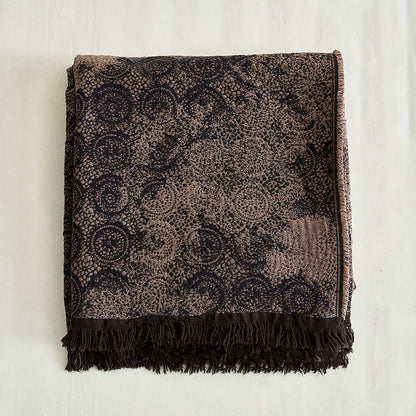 Coperta in cotone vintage con motivo a pizzo tinto in filo