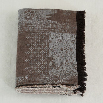 Coperta vintage in cotone con nappe e tintura in filo