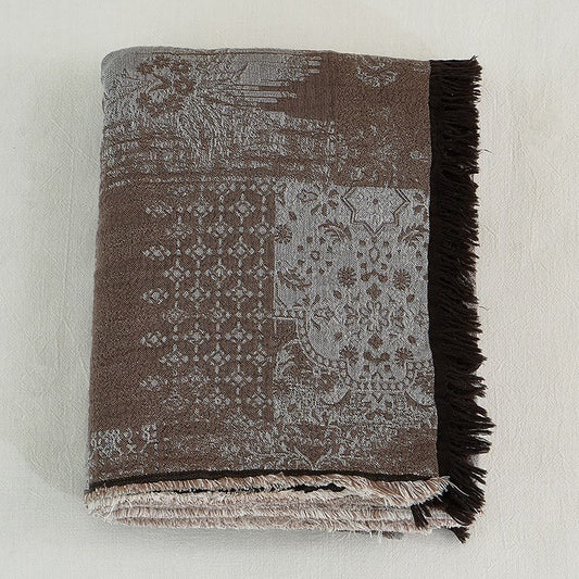 Coperta vintage in cotone con nappe e tintura in filo