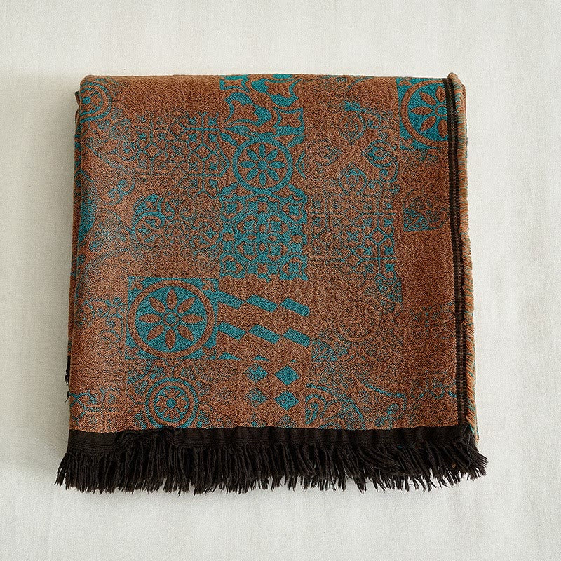 Coperta scialle in cotone tinto in filo vintage di lusso