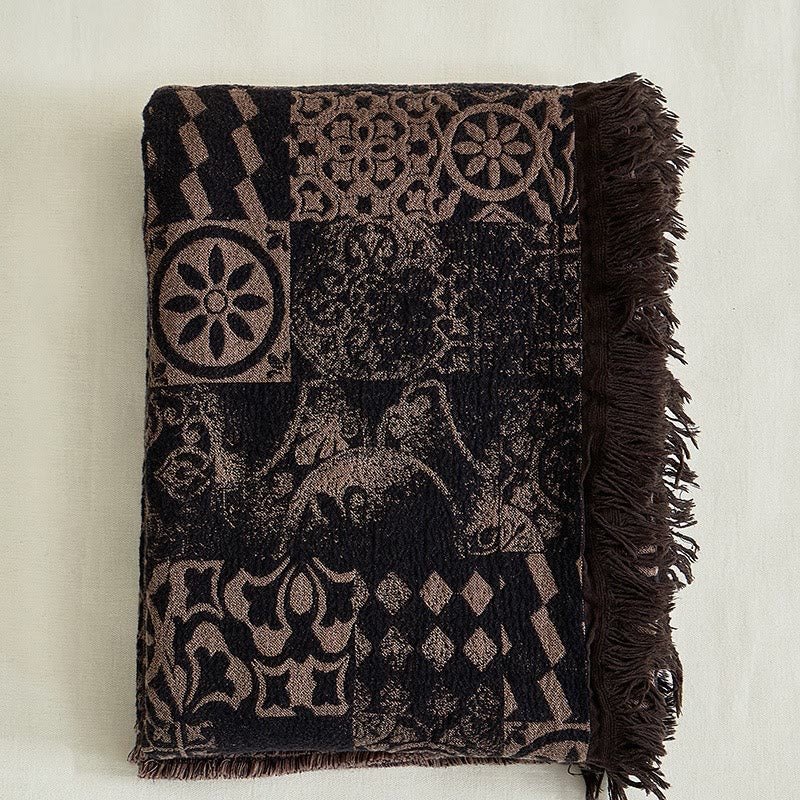 Coperta scialle in cotone tinto in filo vintage di lusso