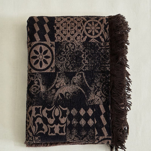 Coperta scialle in cotone tinto in filo vintage di lusso