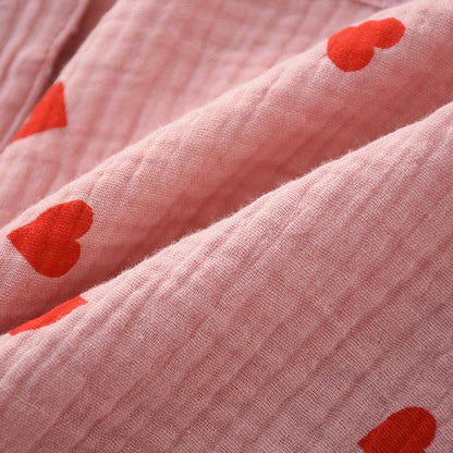 Completo da notte in garza di cotone con cuore jacquard