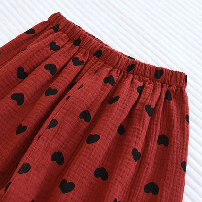 Completo da casa in cotone con revers a cuore in jacquard
