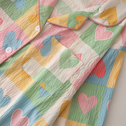 Pigiama in cotone con stampa a cuore stile Dopamine