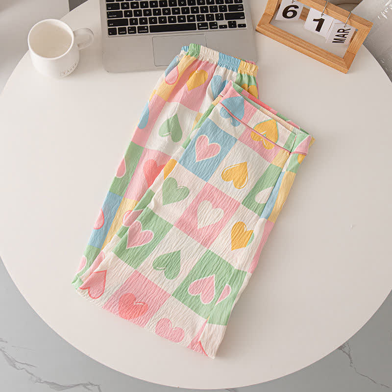 Pigiama in cotone con stampa a cuore stile Dopamine