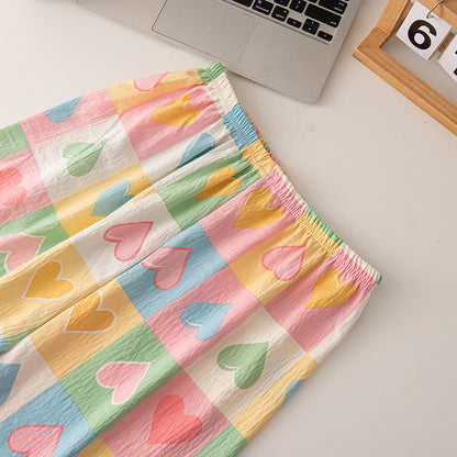 Pigiama in cotone con stampa a cuore stile Dopamine