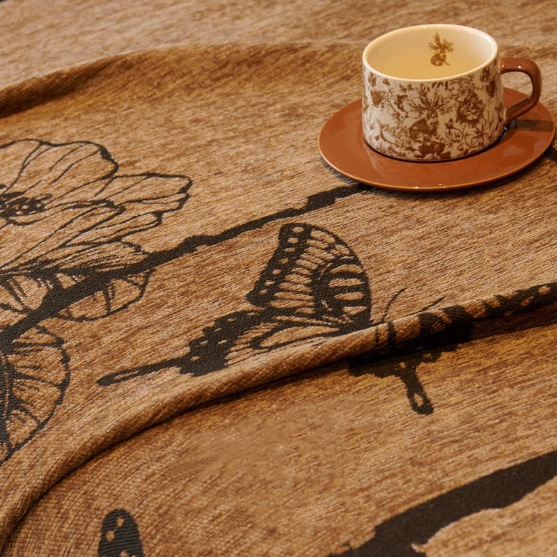 Copridivano in ciniglia con piante artistiche vintage e floreali