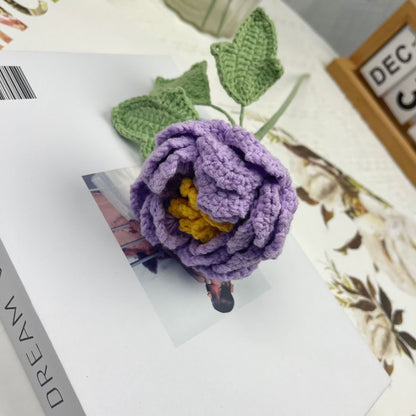 Decorazione per la casa in filato lavorato all'uncinetto a mano, fiore di peonia