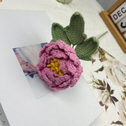 Decorazione per la casa in filato lavorato all'uncinetto a mano, fiore di peonia