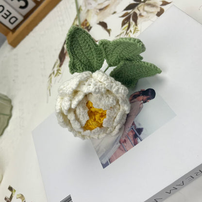 Decorazione per la casa in filato lavorato all'uncinetto a mano, fiore di peonia