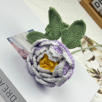 Decorazione per la casa in filato lavorato all'uncinetto a mano, fiore di peonia