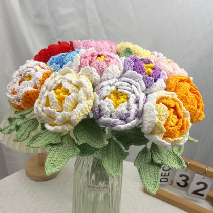 Decorazione per la casa in filato lavorato all'uncinetto a mano, fiore di peonia