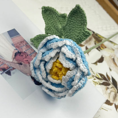 Decorazione per la casa in filato lavorato all'uncinetto a mano, fiore di peonia
