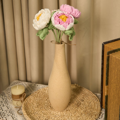 Decorazione per la casa in filato lavorato all'uncinetto a mano, fiore di peonia