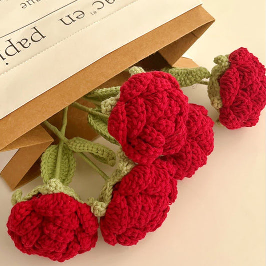 Decorazione per la casa Filato lavorato all'uncinetto a mano Rosa rossa