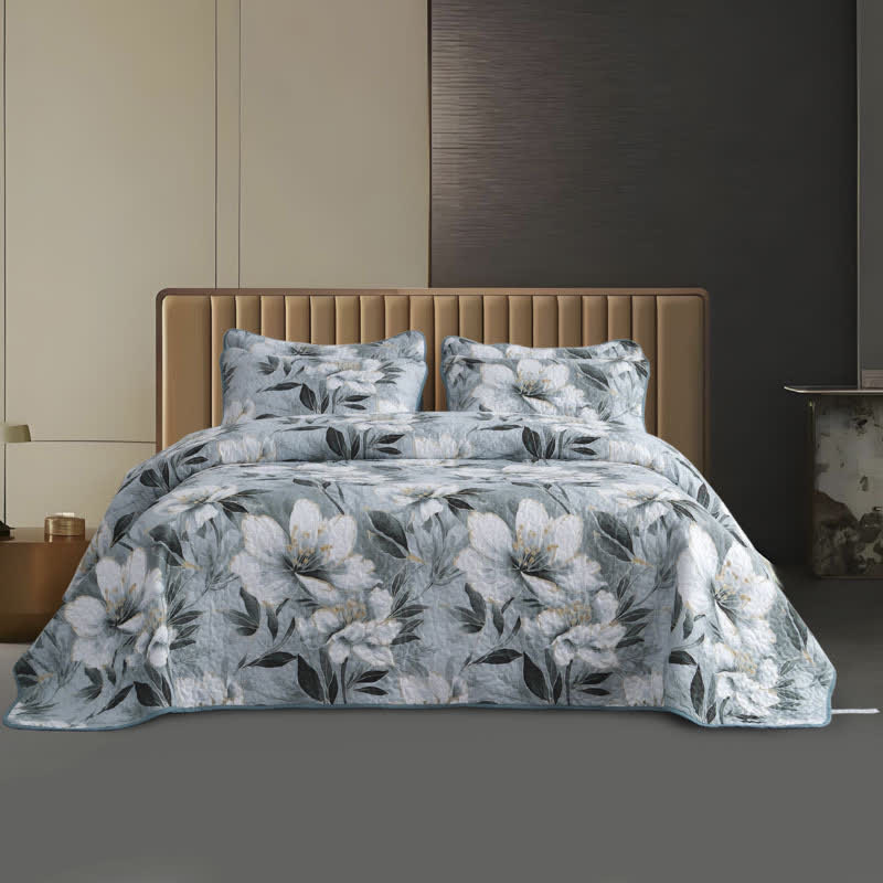 Set di biancheria da letto trapuntata floreale, morbida e leggera (3 pezzi)