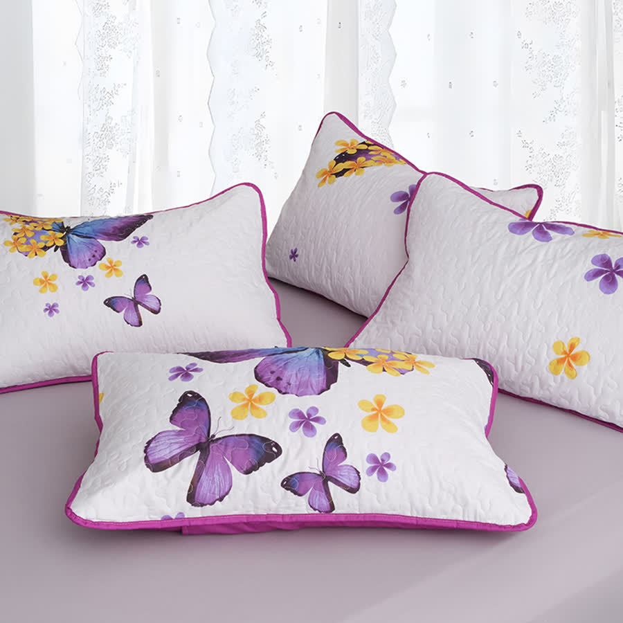 Set di biancheria da letto trapuntata con farfalle rurali (3 pezzi)