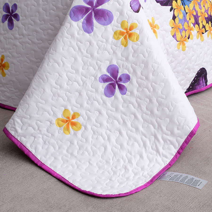 Set di biancheria da letto trapuntata con farfalle rurali (3 pezzi)