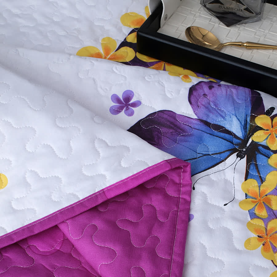Set di biancheria da letto trapuntata con farfalle rurali (3 pezzi)