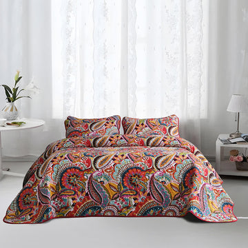Set di biancheria da letto trapuntata elegante in stile bohémien (3 pezzi)