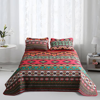 Set di biancheria da letto trapuntata traspirante con motivo geometrico bohémien (3 pezzi)