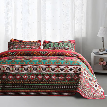 Set di biancheria da letto trapuntata traspirante con motivo geometrico bohémien (3 pezzi)