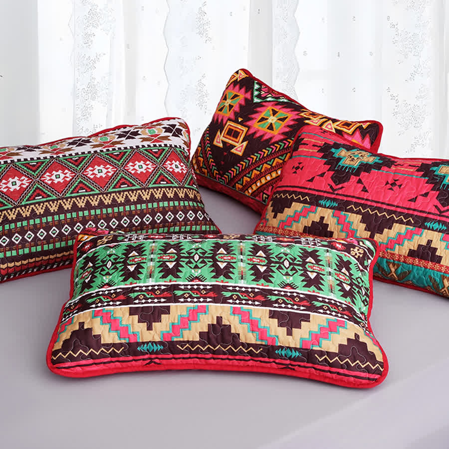 Set di biancheria da letto trapuntata traspirante con motivo geometrico bohémien (3 pezzi)
