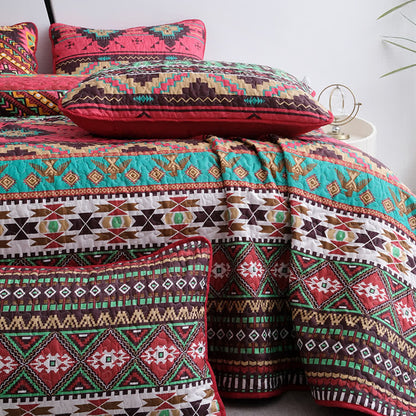 Set di biancheria da letto trapuntata traspirante con motivo geometrico bohémien (3 pezzi)