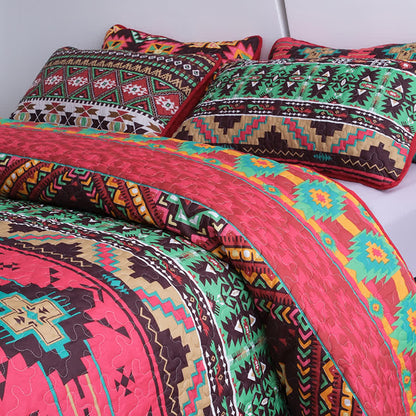 Set di biancheria da letto trapuntata traspirante con motivo geometrico bohémien (3 pezzi)