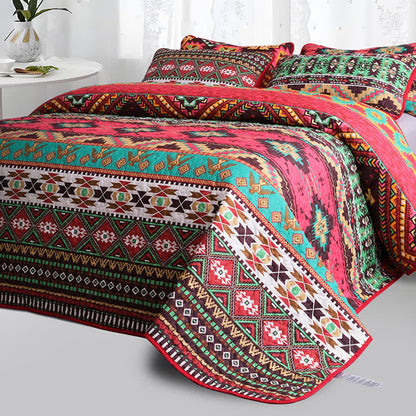 Set di biancheria da letto trapuntata traspirante con motivo geometrico bohémien (3 pezzi)