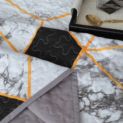 Set di biancheria da letto trapuntata traspirante con motivo geometrico in marmo (3 pezzi)