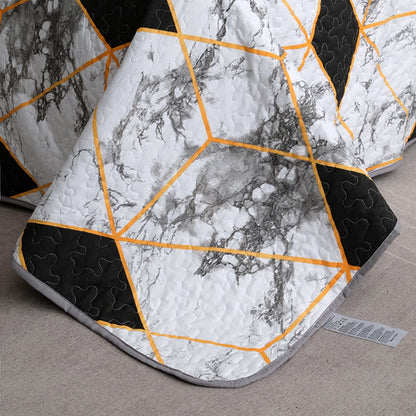 Set di biancheria da letto trapuntata traspirante con motivo geometrico in marmo (3 pezzi)