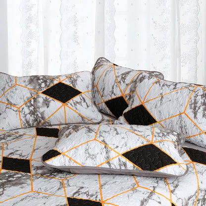 Set di biancheria da letto trapuntata traspirante con motivo geometrico in marmo (3 pezzi)