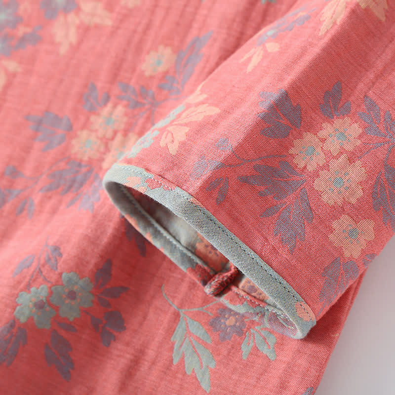 Pigiama in jacquard tinto in filo con scollo rotondo