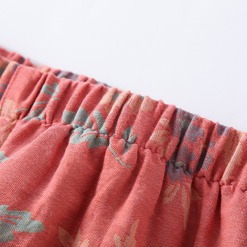 Pigiama in jacquard tinto in filo con scollo rotondo