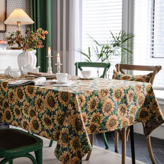 Elegante tovaglia decorativa in jacquard con girasole