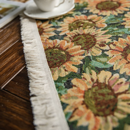 Runner da tavolo vintage con motivo a girasole in jacquard