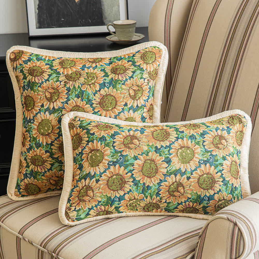 Federa decorativa con motivo girasole pastorale