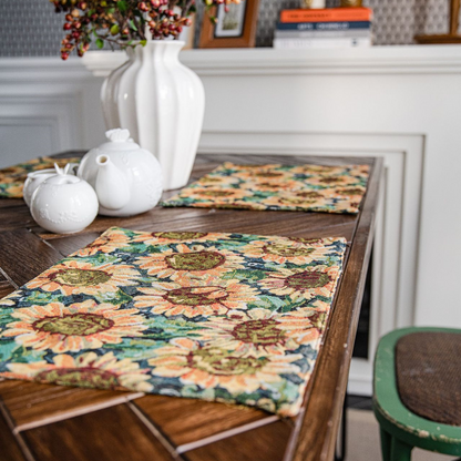 Set di tovagliette con motivo floreale a girasole in jacquard (4 pezzi)