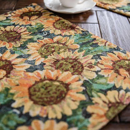 Set di tovagliette con motivo floreale a girasole in jacquard (4 pezzi)