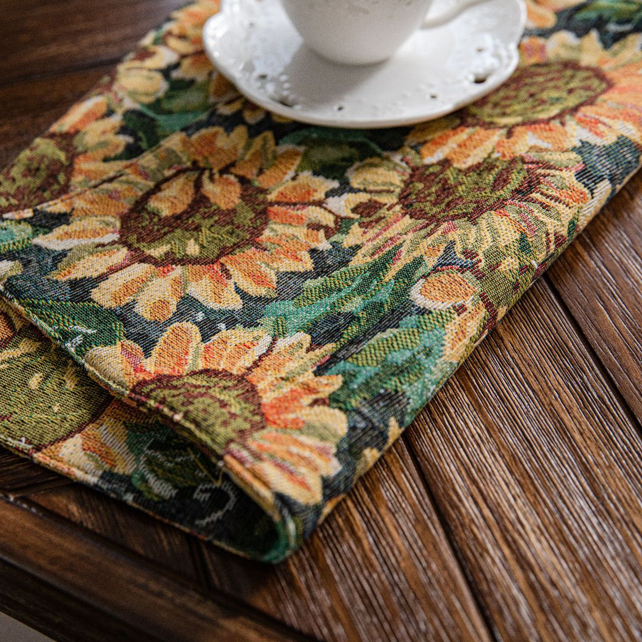 Set di tovagliette con motivo floreale a girasole in jacquard (4 pezzi)