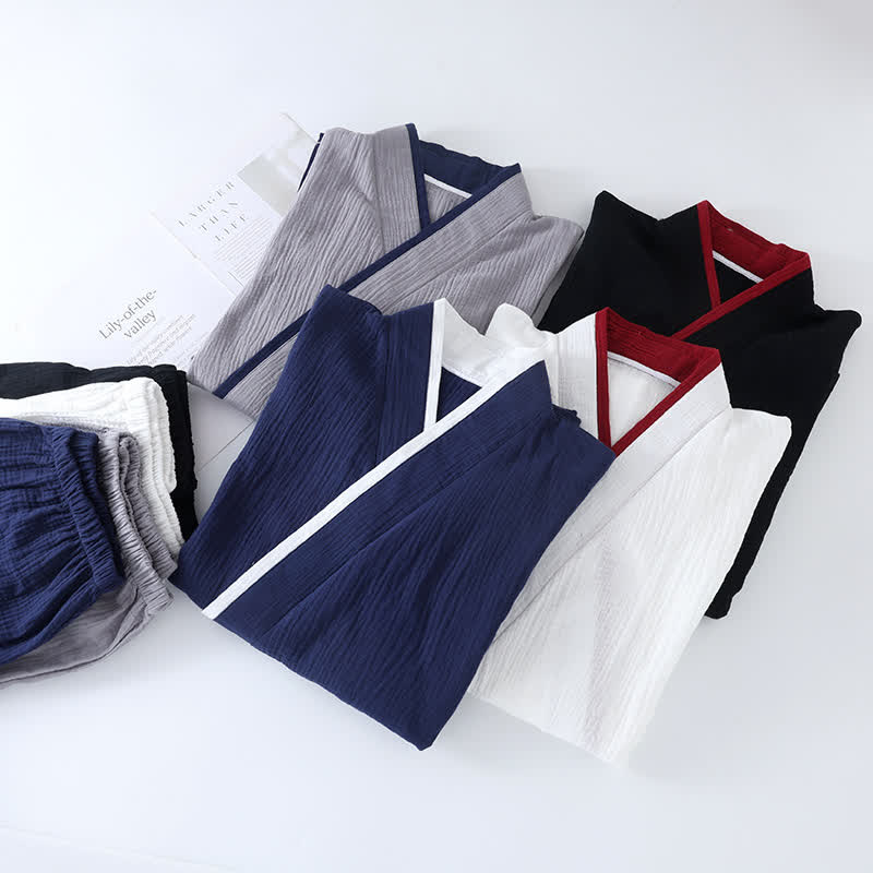 Pigiama in garza di cotone stile kimono neutro