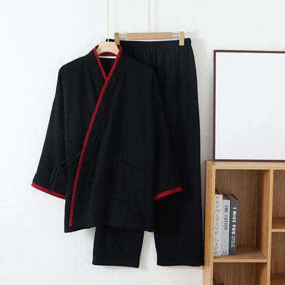 Pigiama in garza di cotone stile kimono neutro - image 12