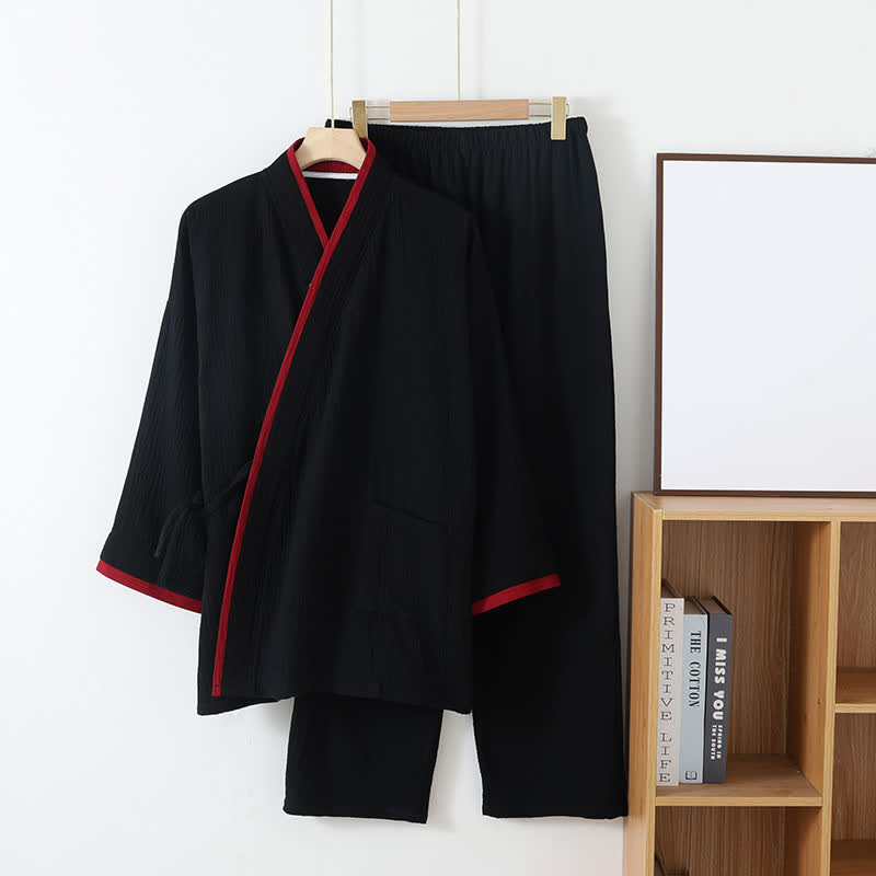 Pigiama in garza di cotone stile kimono neutro