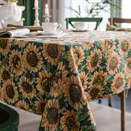 Elegante tovaglia decorativa in jacquard con girasole
