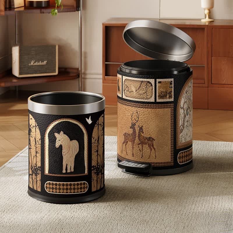 Lussuoso cestino vintage in pelle